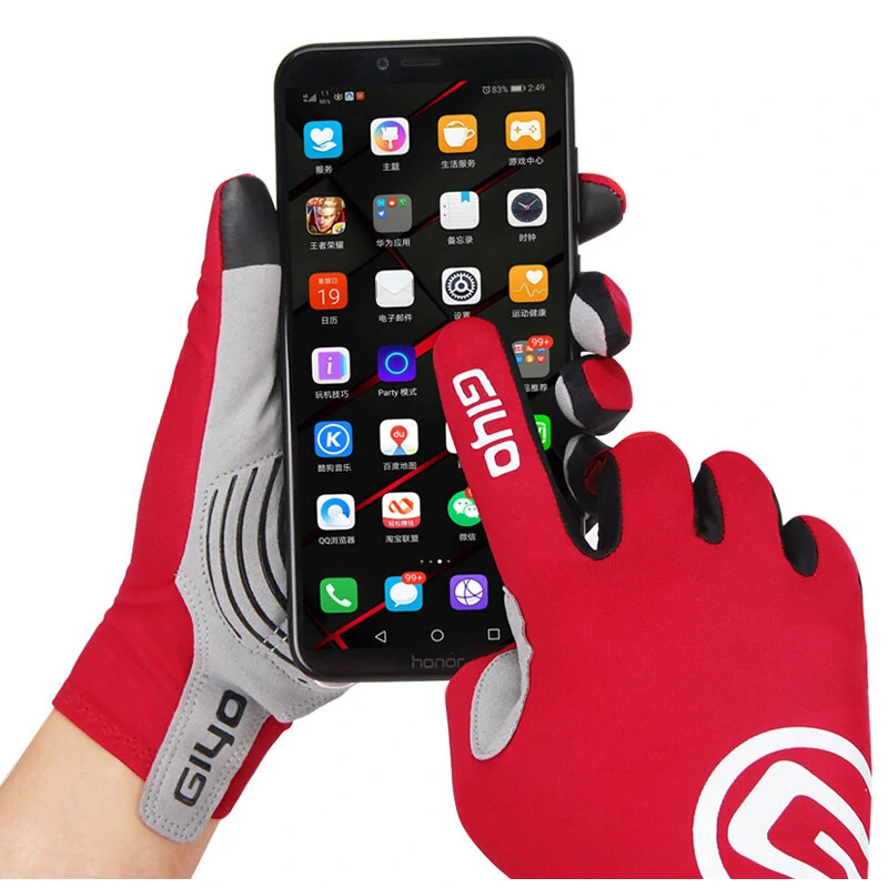 (image for) Giyo Wind Breaking Cycling Full Finger Gloves Touch Screen Anti-slip Bicycle Fabric Mittens MTB Road Bike Long Glove